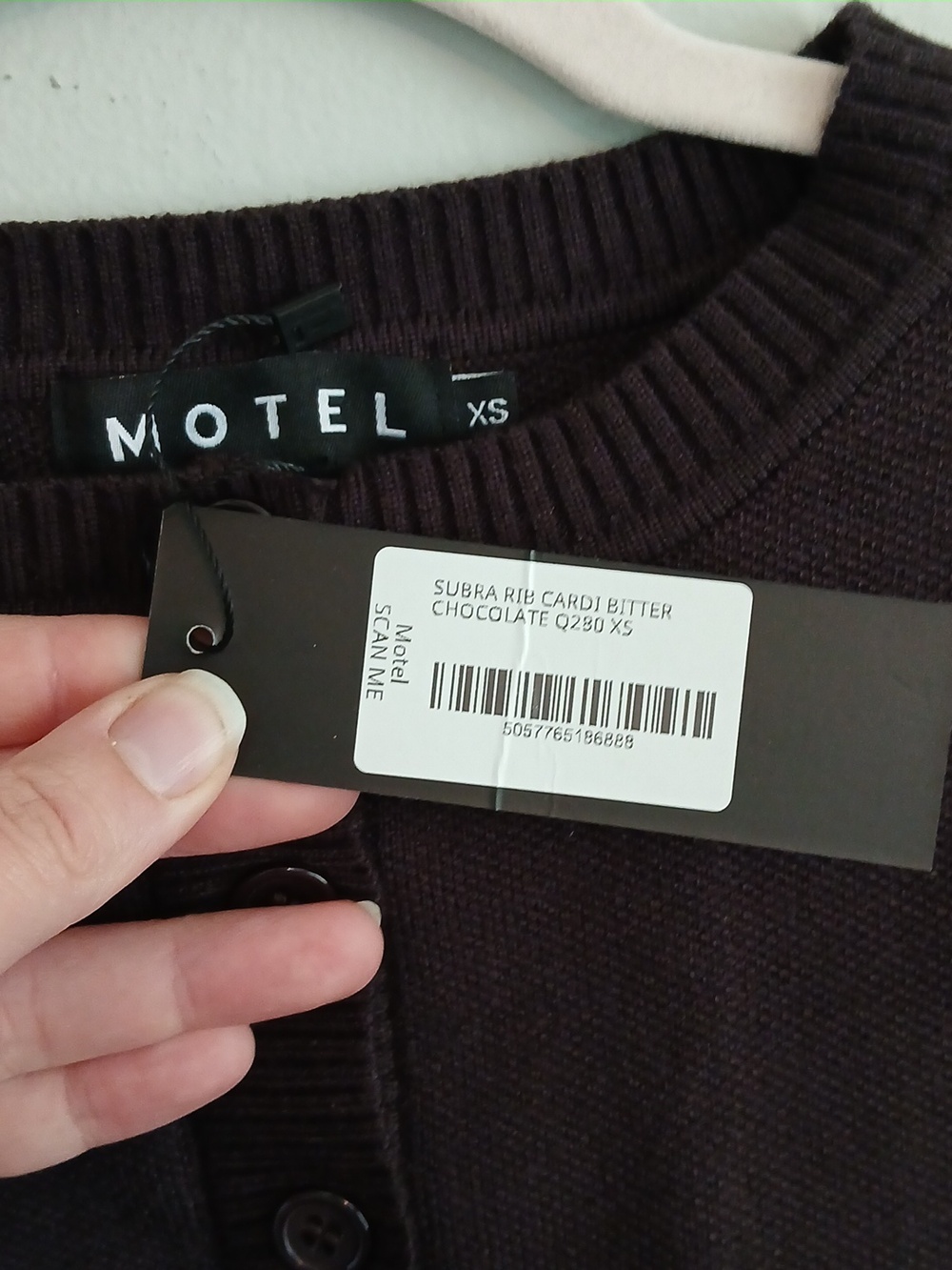 Motel Subra Long Sleeve Ribbed Hem Cardigan in Bitter Chocolate Size XS NWT - Picture 11 of 12